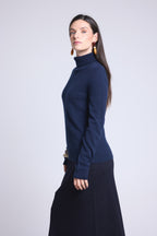 Iris Roll-Neck Jumper - Navy Blue - Women