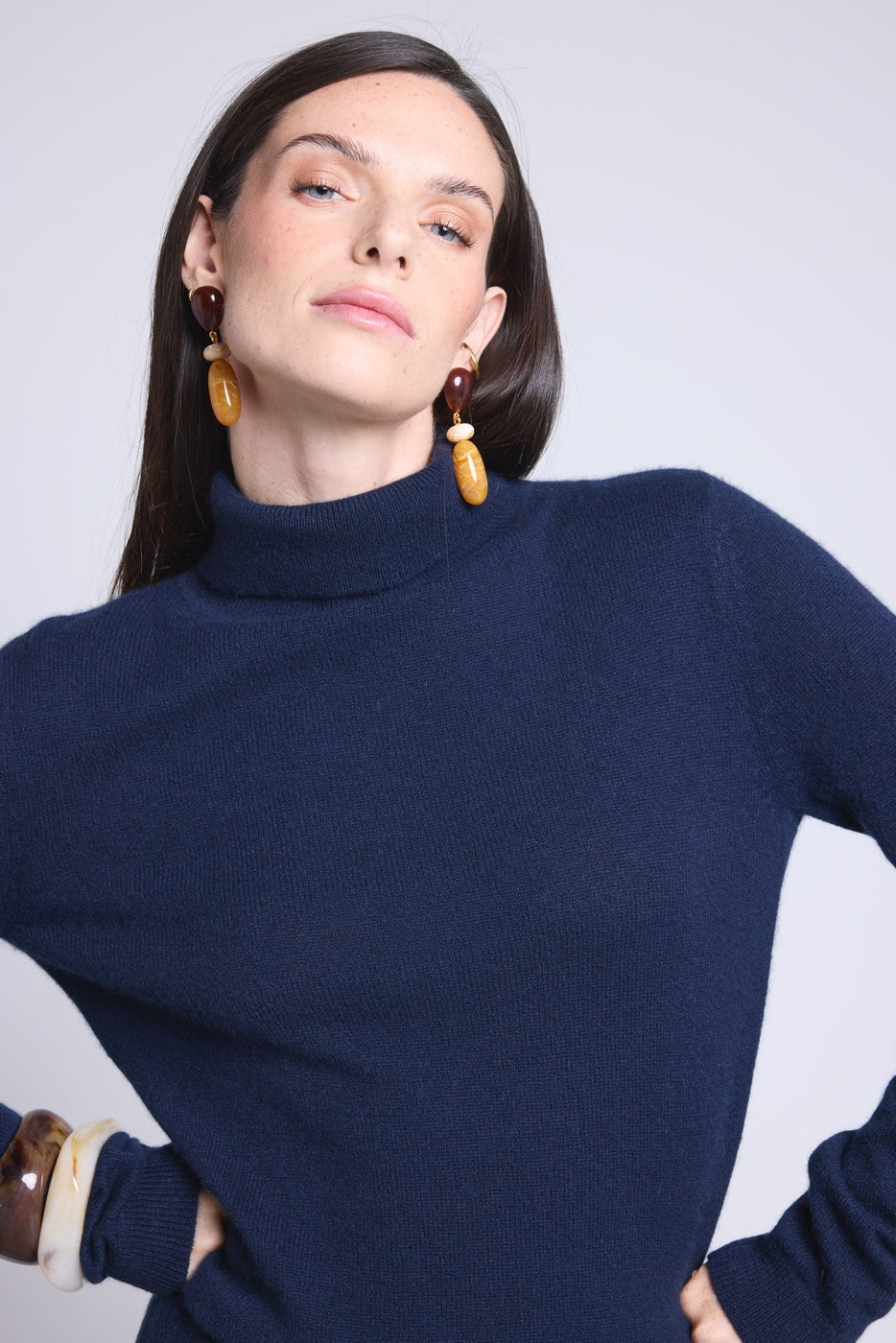 Iris Roll-Neck Jumper - Navy Blue - Women