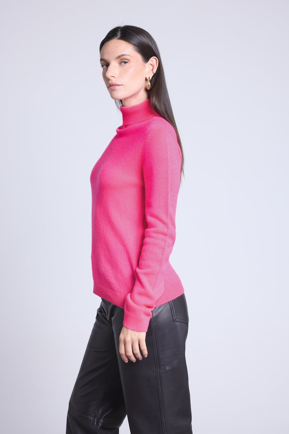 Jersey de cuello alto Iris - Rosa flúor - Mujer