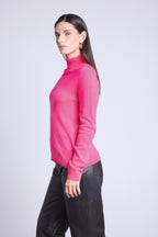 Jersey de cuello alto Iris - Rosa flúor - Mujer