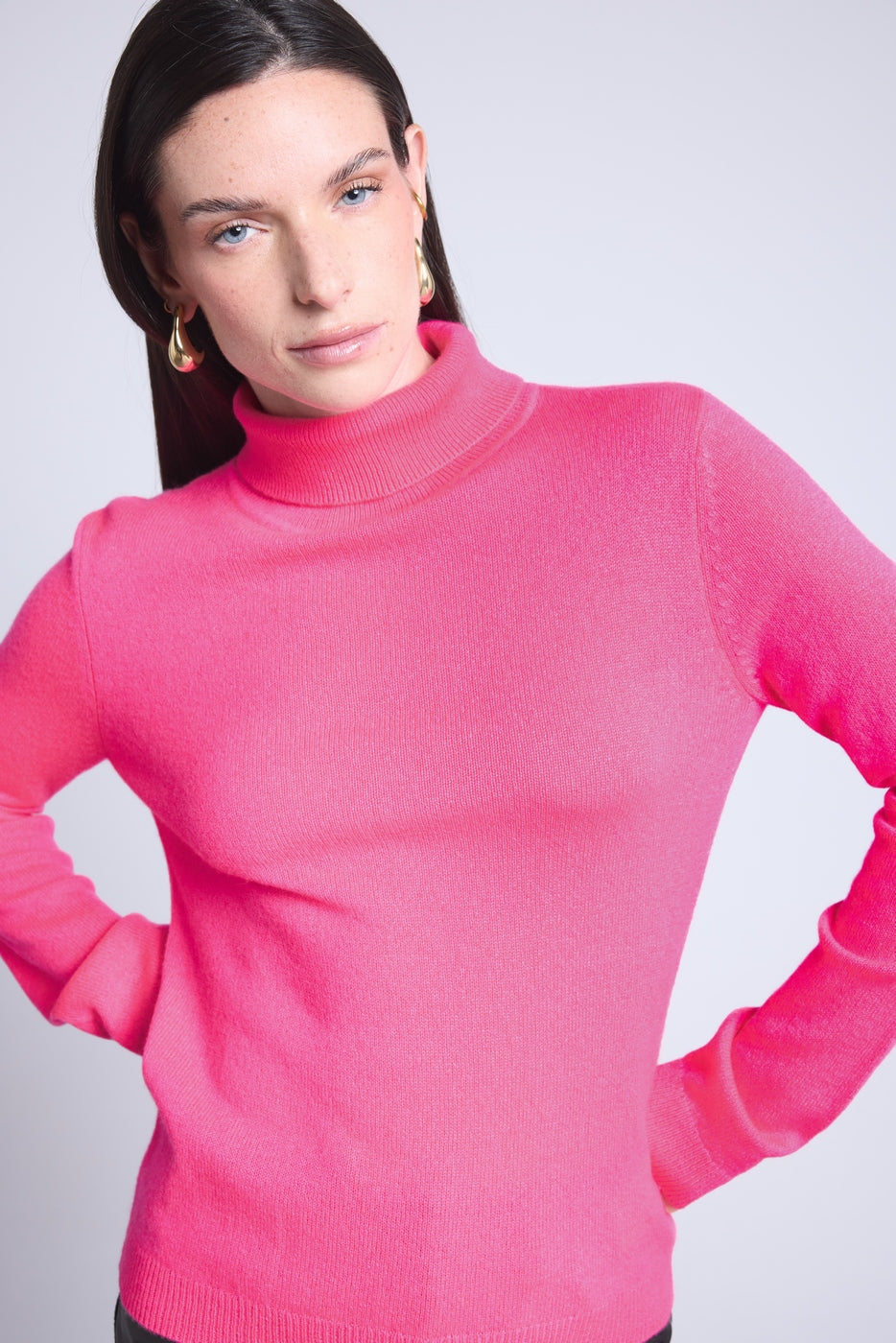 Jersey de cuello alto Iris - Rosa flúor - Mujer
