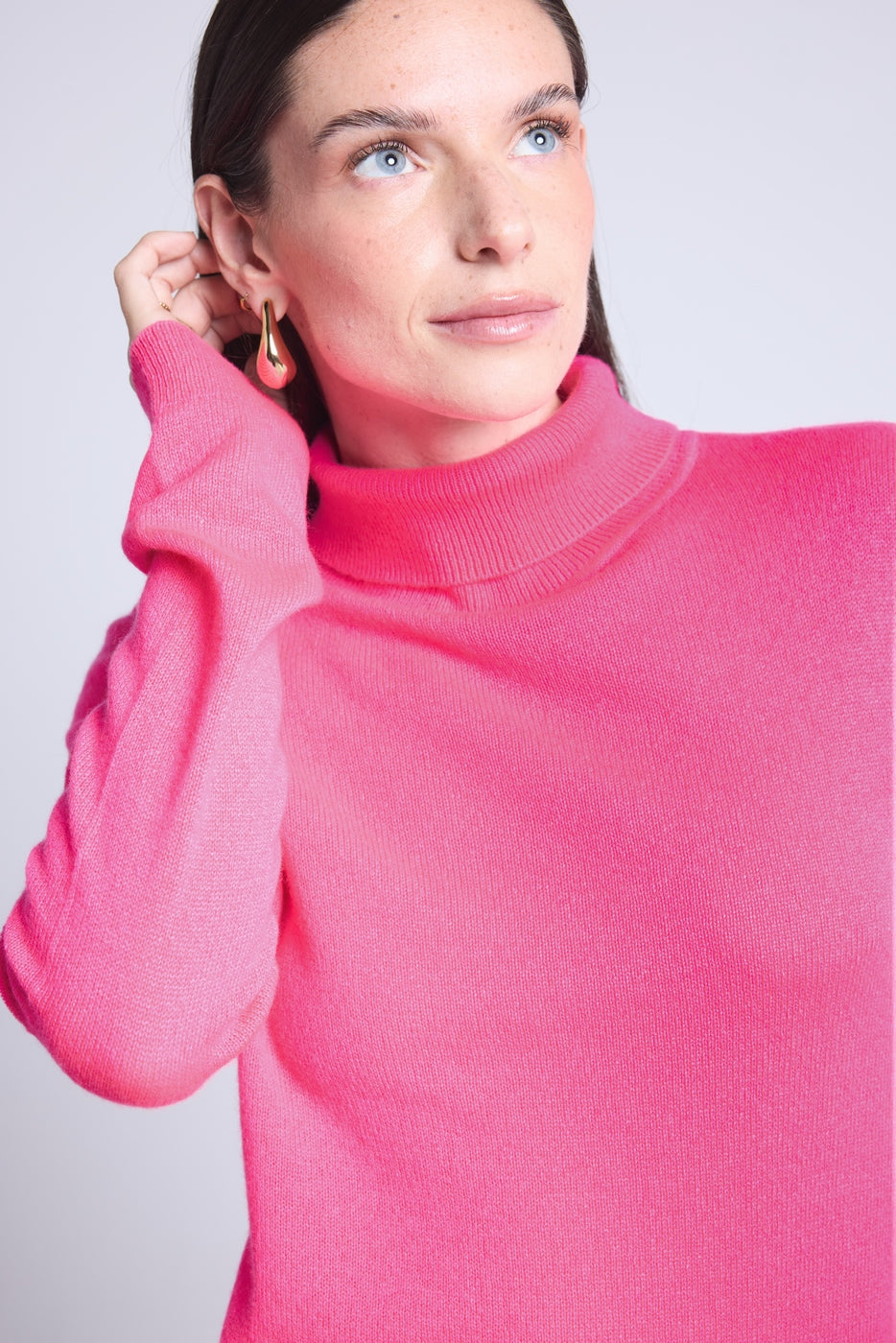 Jersey de cuello alto Iris - Rosa flúor - Mujer