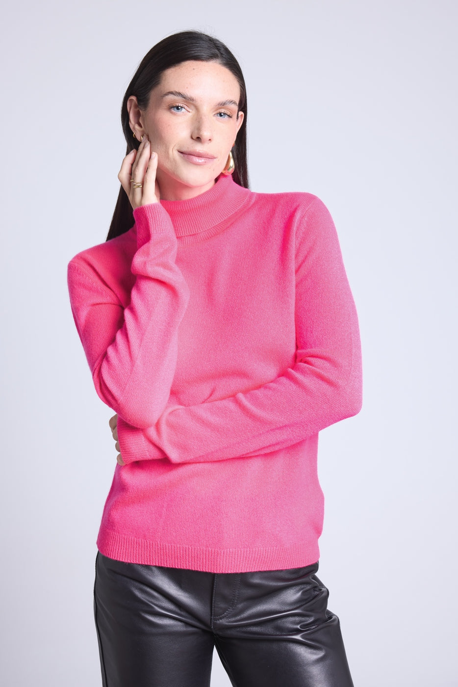 Jersey de cuello alto Iris - Rosa flúor - Mujer