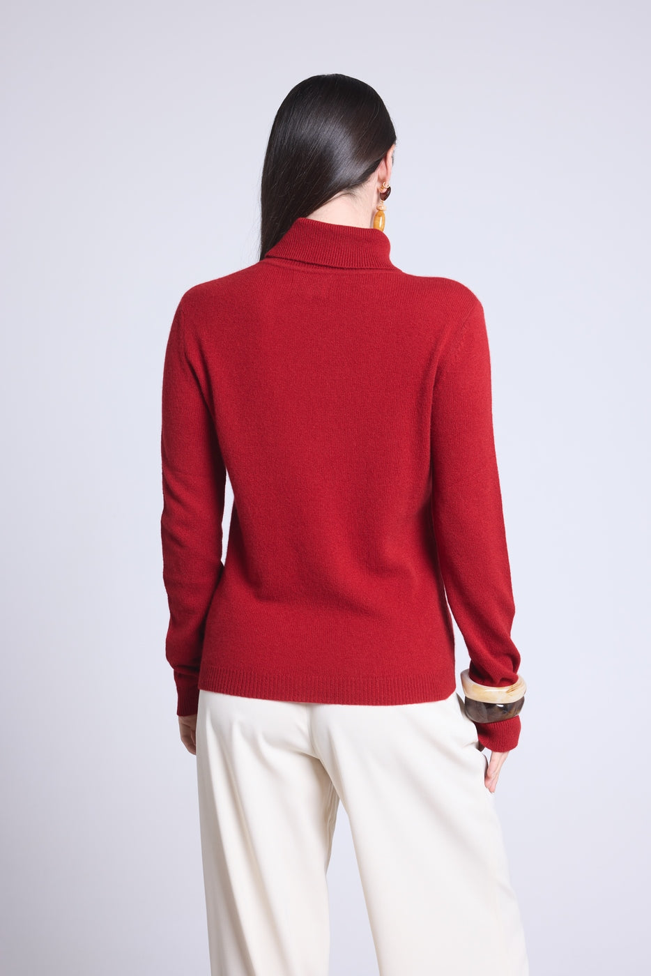 Jersey Iris de cuello alto - Rojo burdeos - Mujer