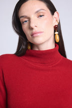 Jersey Iris de cuello alto - Rojo burdeos - Mujer