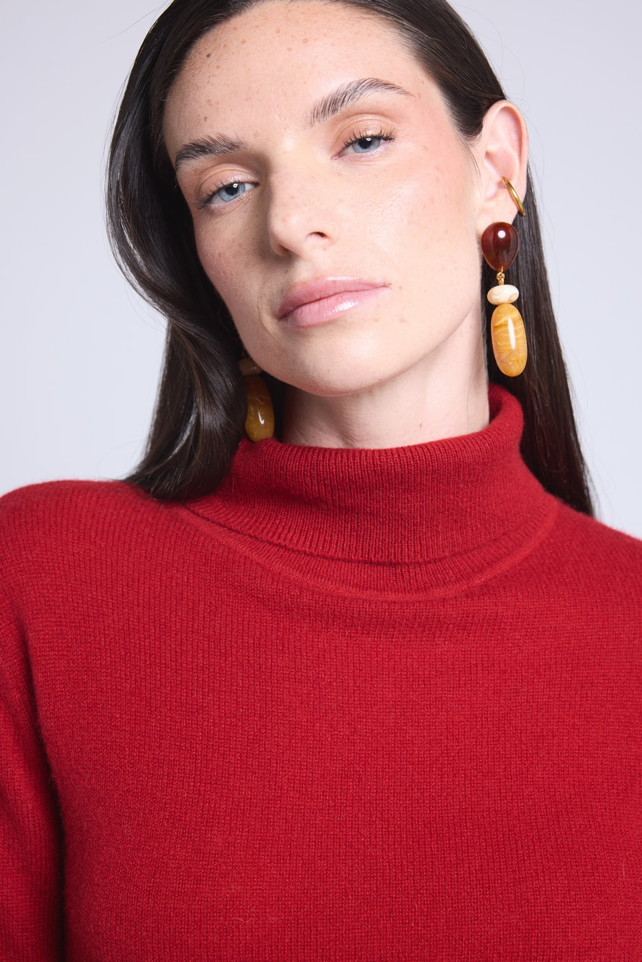 Jersey Iris de cuello alto - Rojo burdeos - Mujer