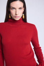 Jersey Iris de cuello alto - Rojo burdeos - Mujer