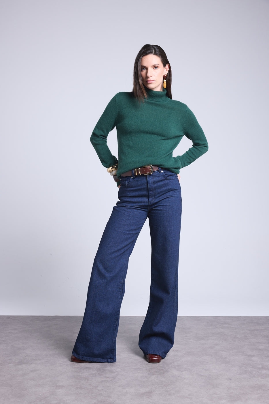 Jersey de cuello alto Iris - Verde botella - Mujer
