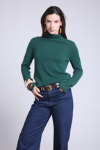 Jersey de cuello alto Iris - Verde botella - Mujer