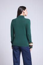 Jersey de cuello alto Iris - Verde botella - Mujer