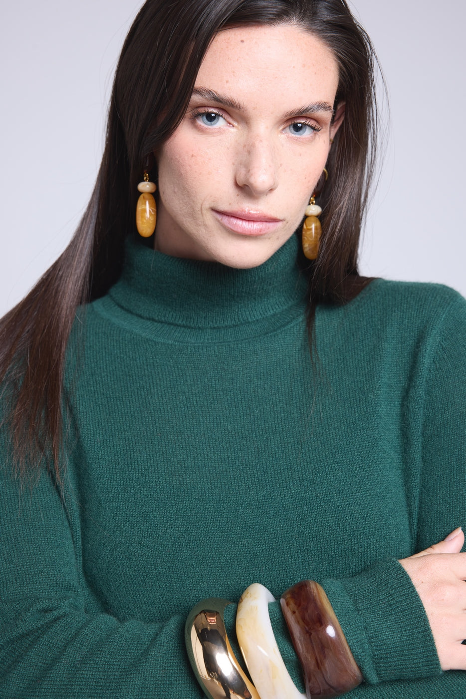 Jersey de cuello alto Iris - Verde botella - Mujer