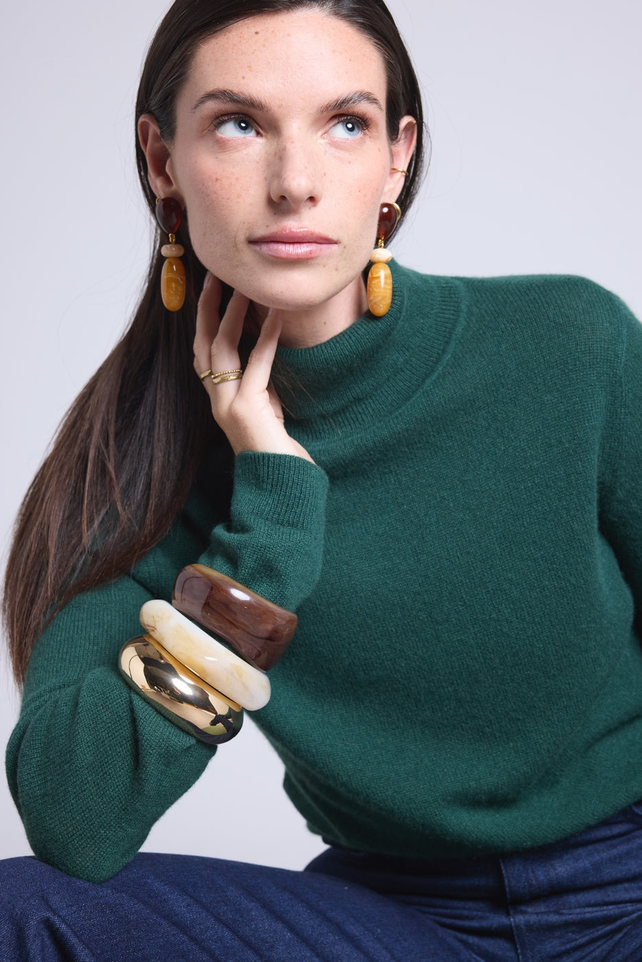 Jersey de cuello alto Iris - Verde botella - Mujer
