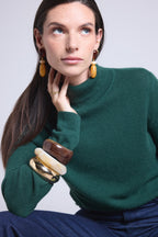 Jersey de cuello alto Iris - Verde botella - Mujer