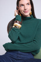 Jersey de cuello alto Iris - Verde botella - Mujer
