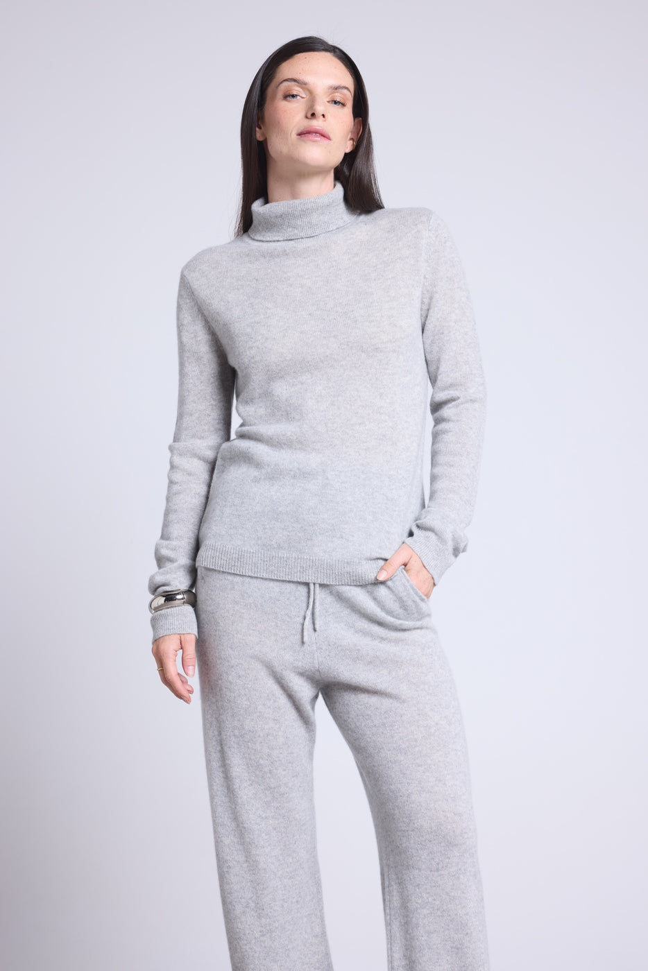 Jersey de cuello alto Iris - Gris claro - Mujer