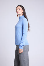 Jersey de cuello alto Iris - Azul cielo - Mujer