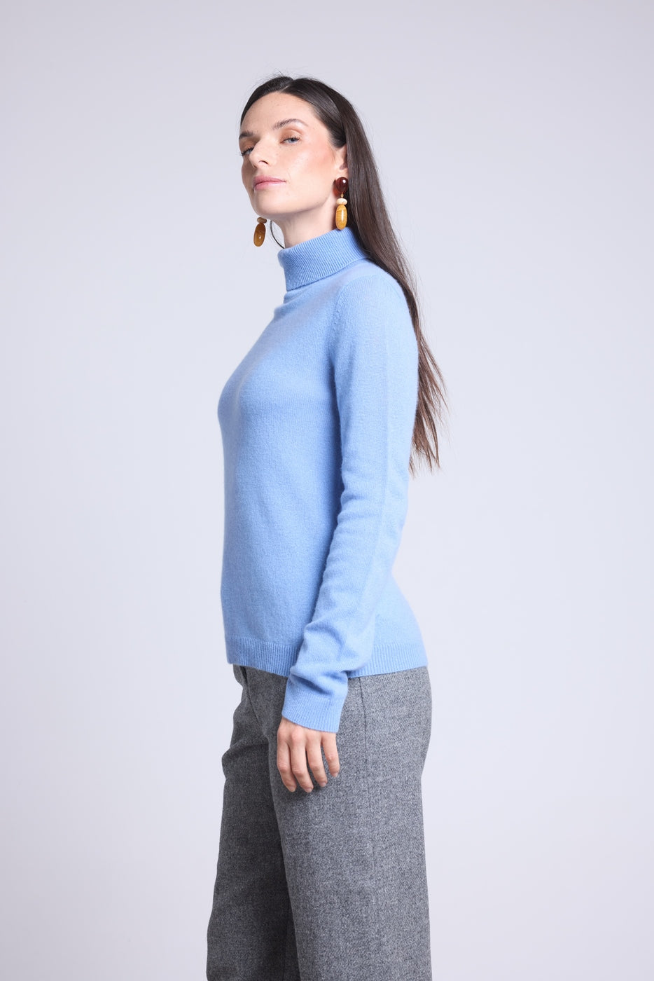 Jersey de cuello alto Iris - Azul cielo - Mujer