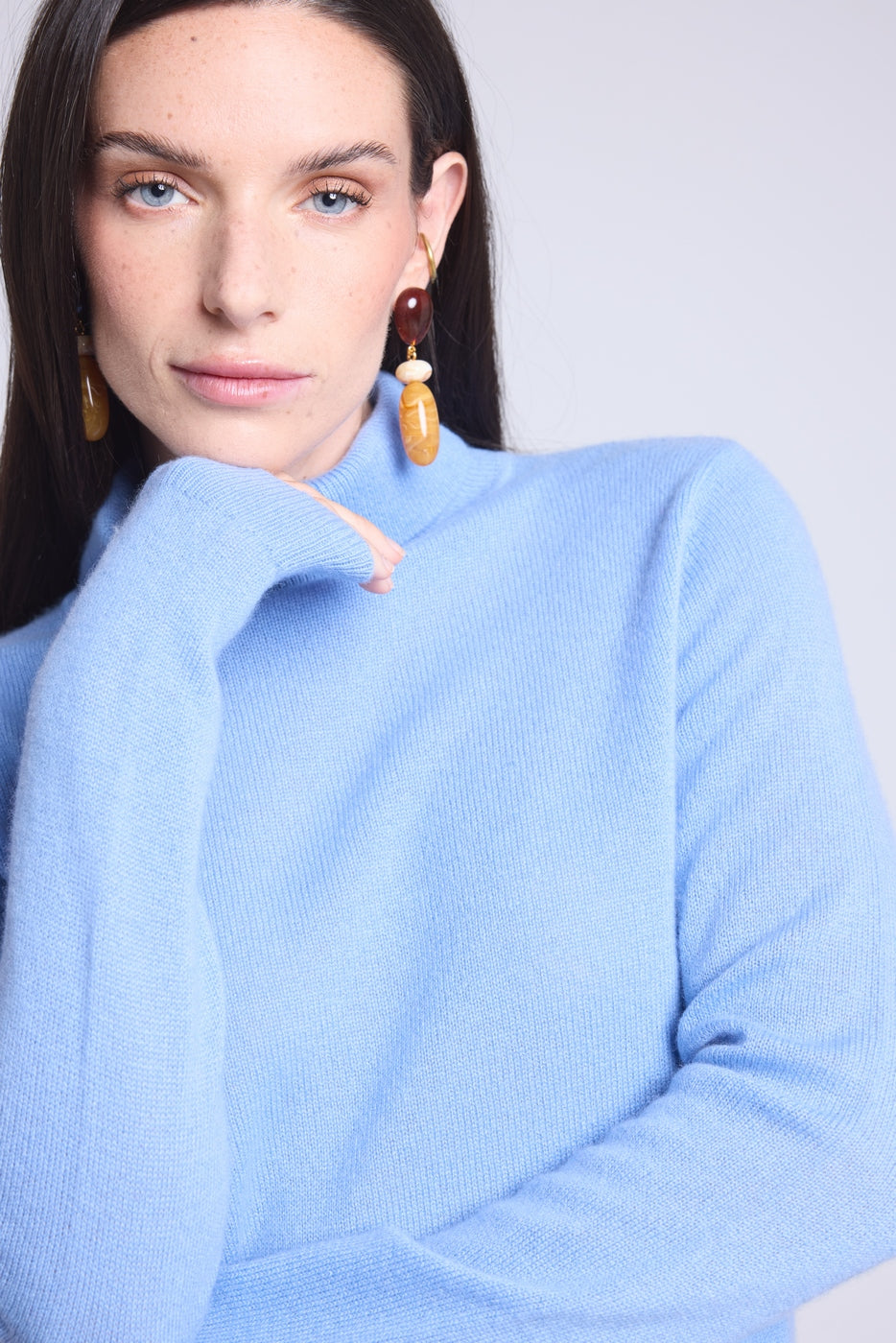 Jersey de cuello alto Iris - Azul cielo - Mujer
