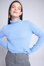 Jersey de cuello alto Iris - Azul cielo - Mujer