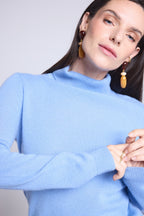 Jersey de cuello alto Iris - Azul cielo - Mujer