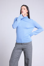 Jersey de cuello alto Iris - Azul cielo - Mujer