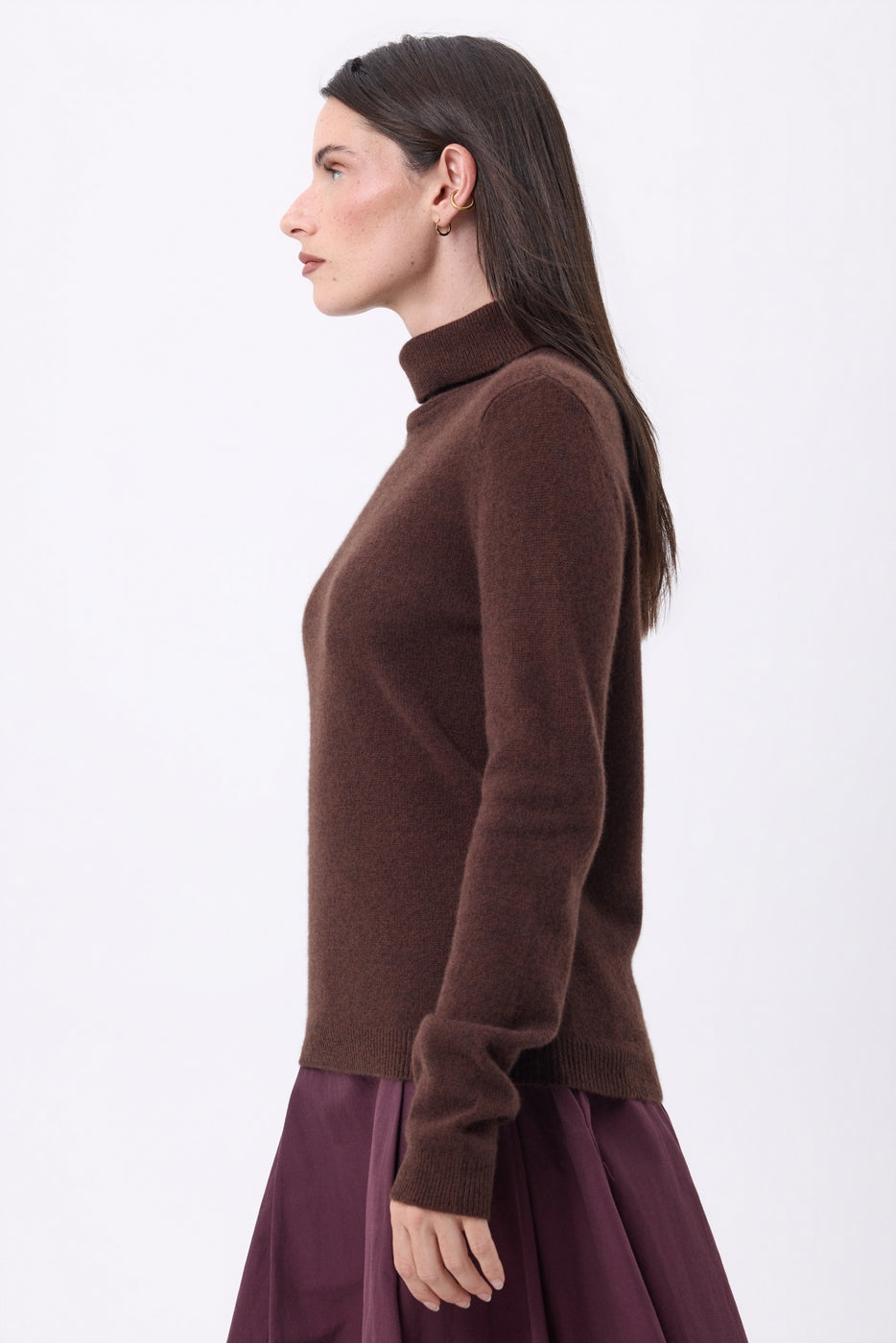 Jersey de cuello alto Iris - Marrón chocolate - Mujer