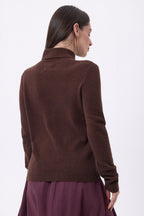 Jersey de cuello alto Iris - Marrón chocolate - Mujer