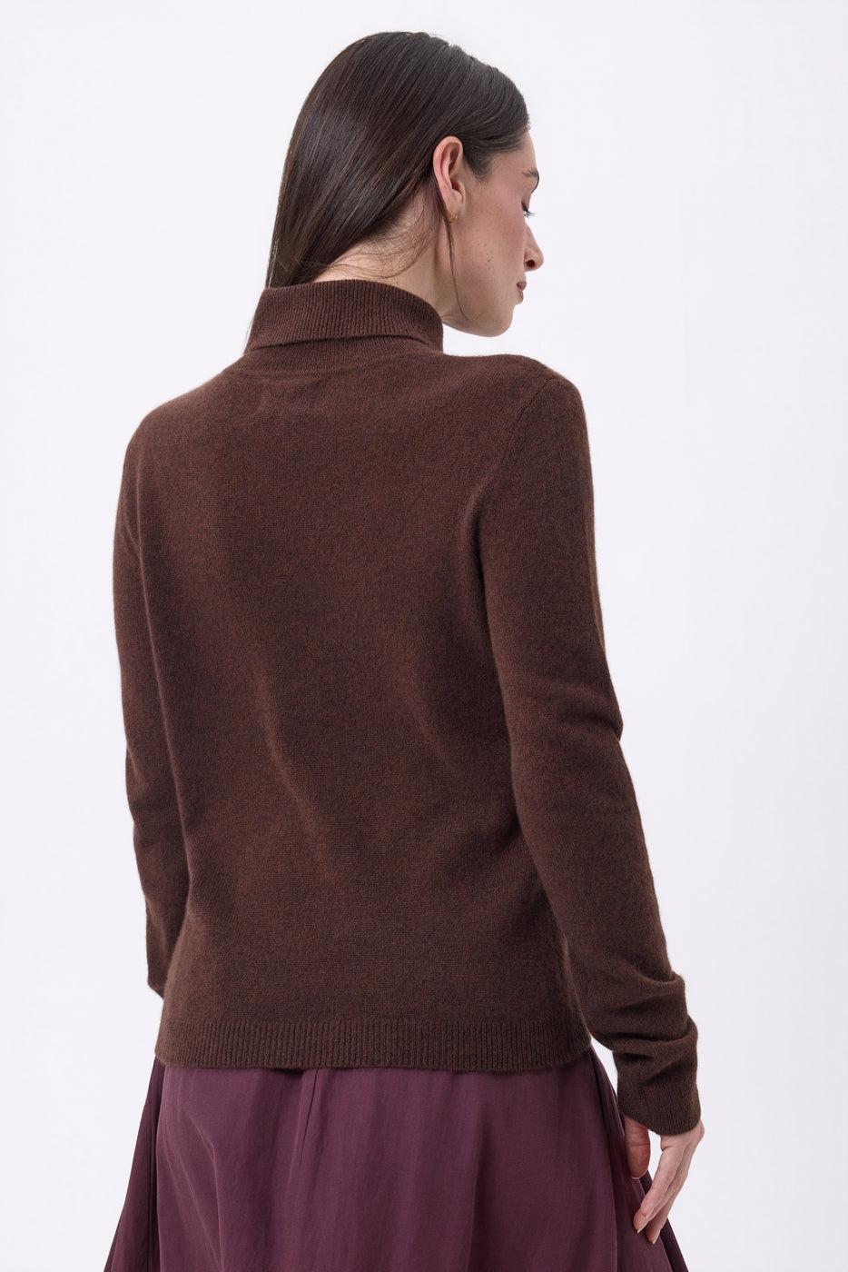 Jersey de cuello alto Iris - Marrón chocolate - Mujer