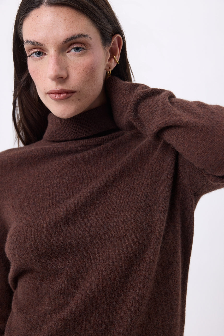 Jersey de cuello alto Iris - Marrón chocolate - Mujer