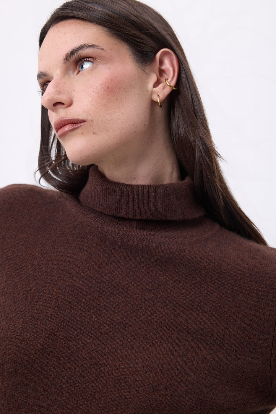 Jersey de cuello alto Iris - Marrón chocolate - Mujer