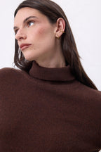 Jersey de cuello alto Iris - Marrón chocolate - Mujer