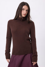 Jersey de cuello alto Iris - Marrón chocolate - Mujer
