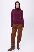 Jersey de cuello alto Iris - Color vino - Mujer