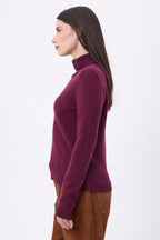 Jersey de cuello alto Iris - Color vino - Mujer