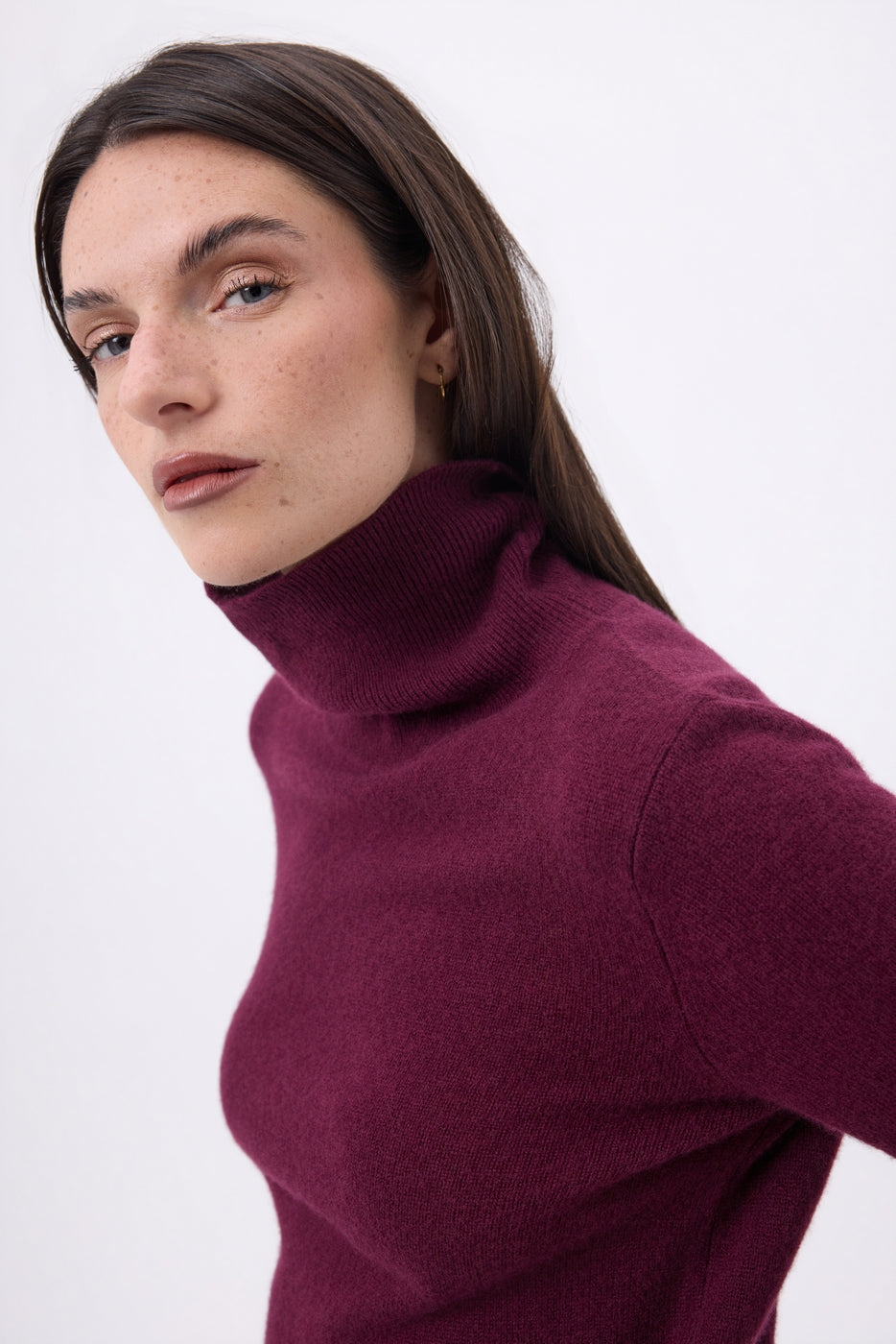 Jersey de cuello alto Iris - Color vino - Mujer