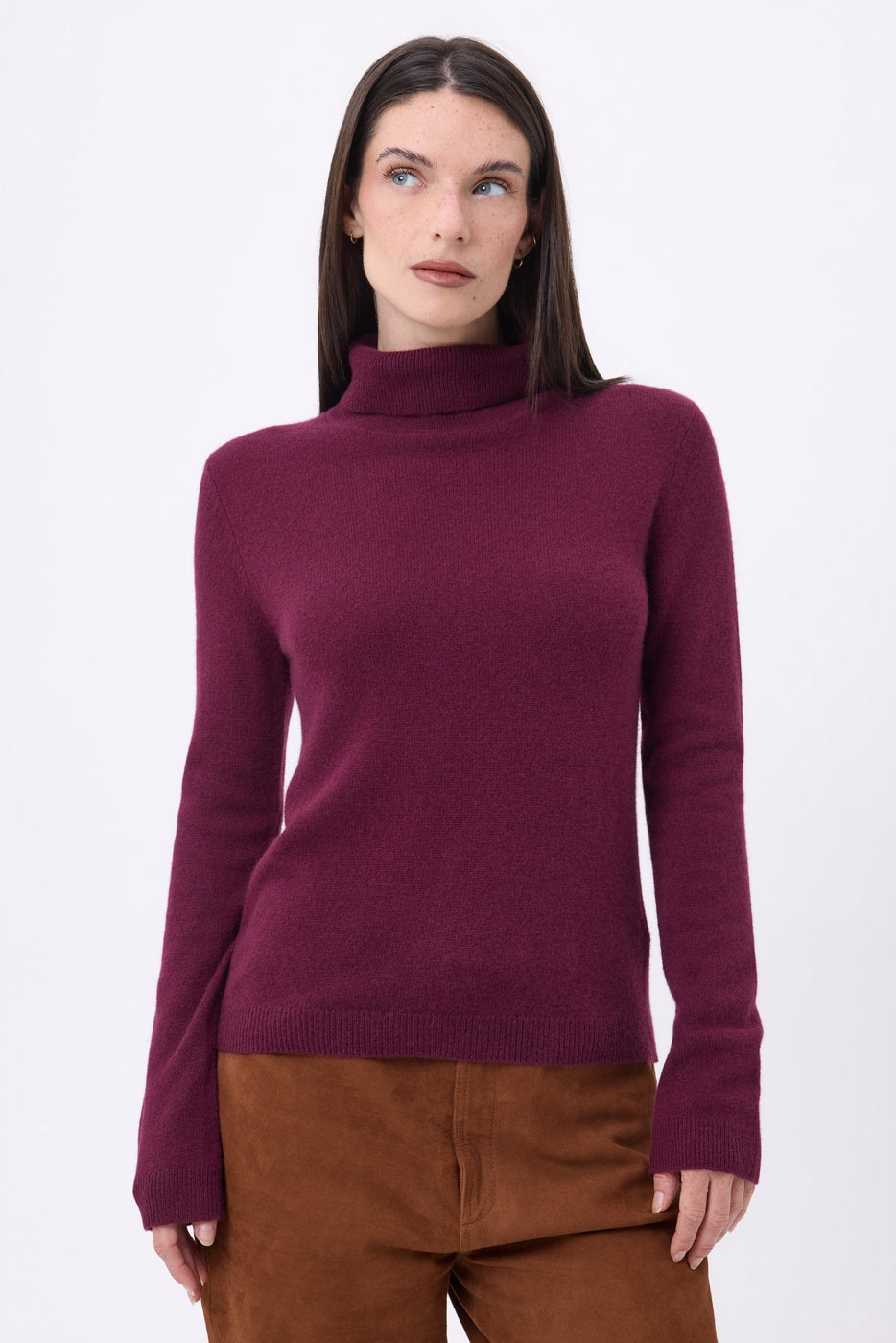 Jersey de cuello alto Iris - Color vino - Mujer