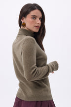 Pull Col Roule Iris - Khaki Chine - Femme