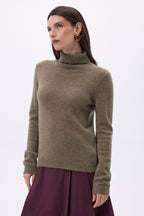 Pull Col Roule Iris - Khaki Chine - Femme