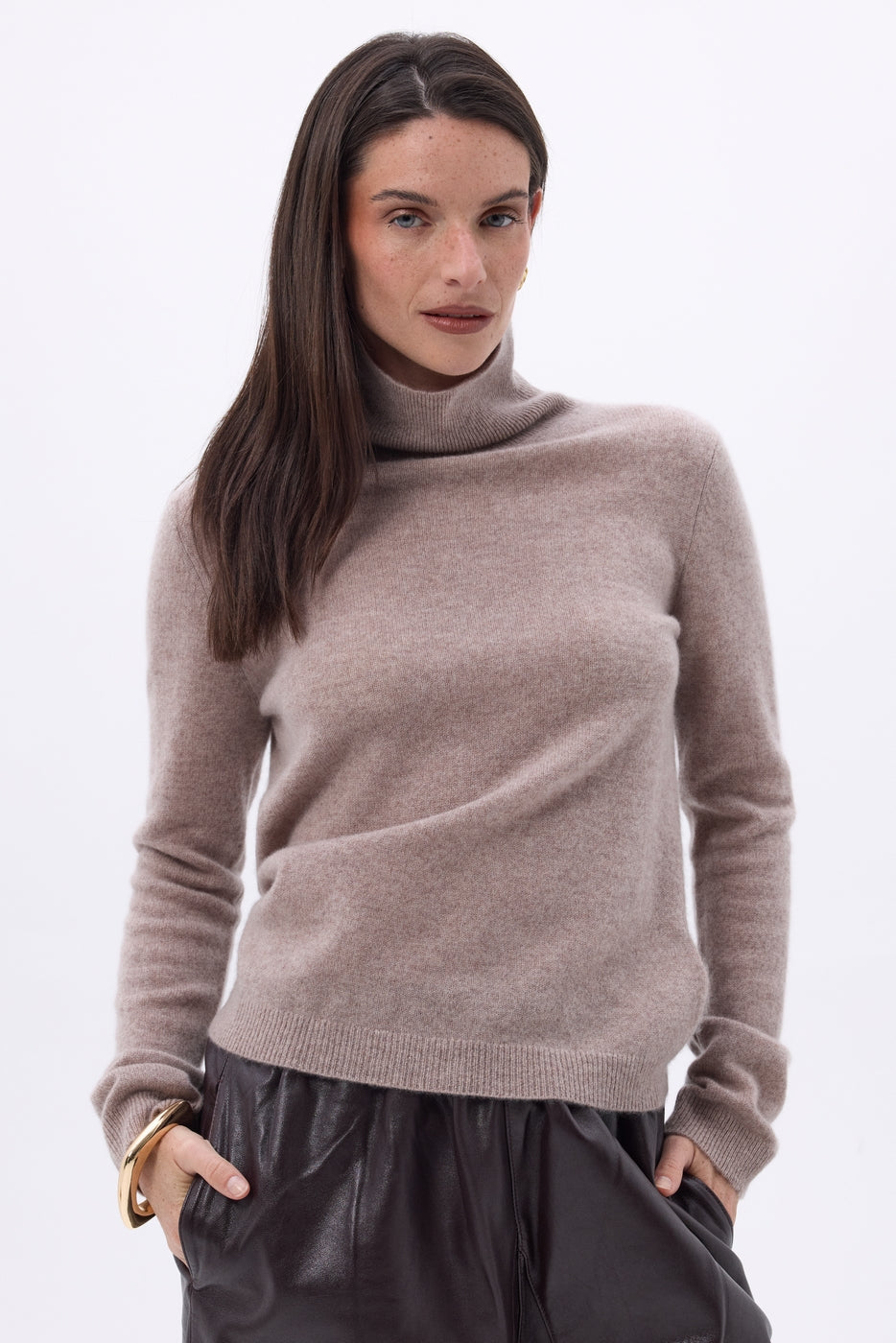 Pull Col Roule Iris - Noisette - Femme
