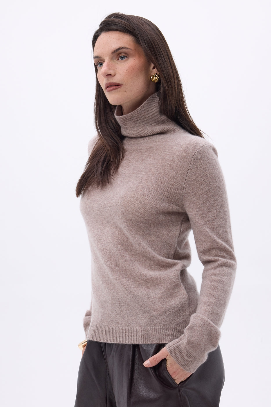 Pull Col Roule Iris - Noisette - Femme