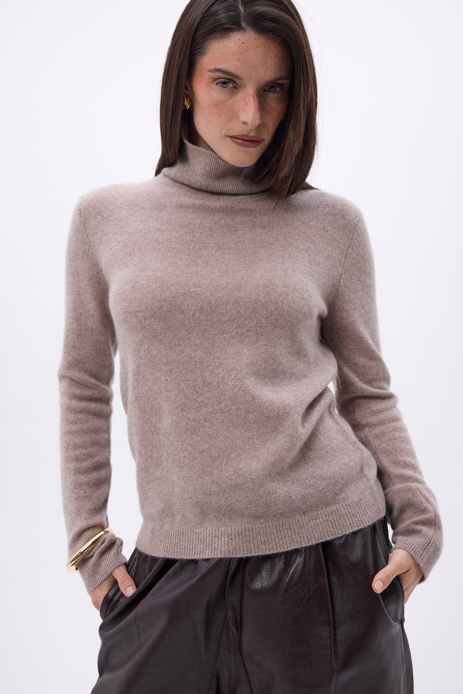 Pull Col Roule Iris - Noisette - Femme