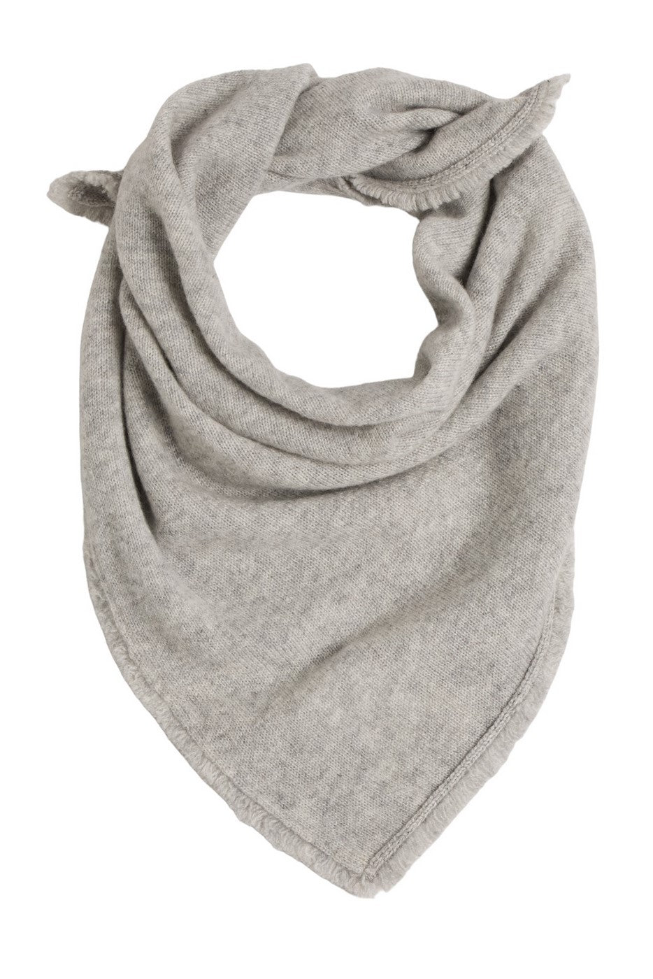 Square Fringed Unisex Irma Cashmere Scarf - Light Grey