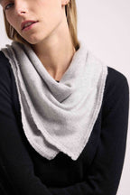 Square Fringed Unisex Irma Cashmere Scarf - Light Grey