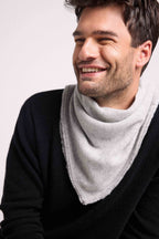 Square Fringed Unisex Irma Cashmere Scarf - Light Grey