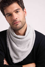 Square Fringed Unisex Irma Cashmere Scarf - Light Grey
