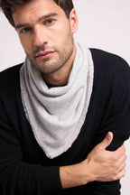 Square Fringed Unisex Irma Cashmere Scarf - Light Grey