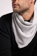 Square Fringed Unisex Irma Cashmere Scarf - Light Grey