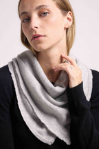 Square Fringed Unisex Irma Cashmere Scarf - Light Grey