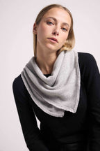 Square Fringed Unisex Irma Cashmere Scarf - Light Grey