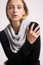 Square Fringed Unisex Irma Cashmere Scarf - Light Grey